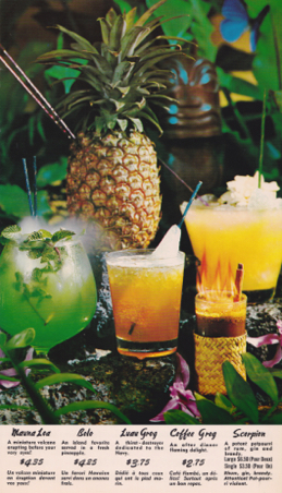 Kon-Tiki - 70s cocktail menu page